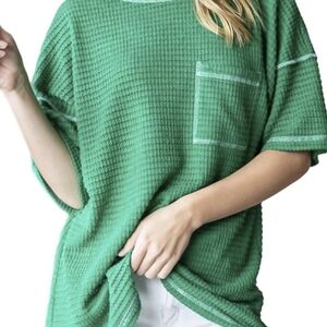 HEIMISH USA Green Waffle Knit Pocket Tee 2x